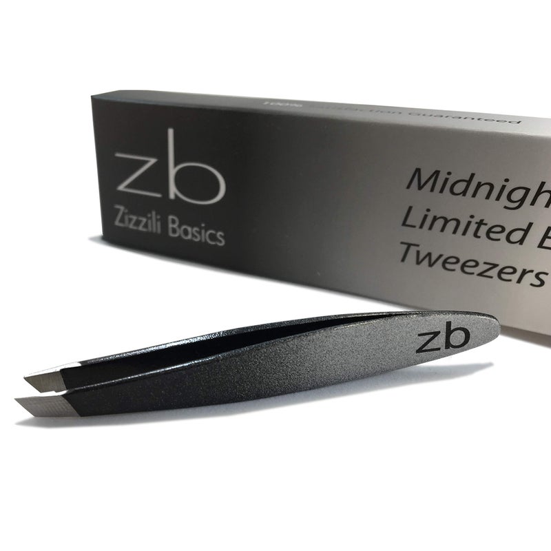 Zizzili Basics Mini Slant Tweezers - Best Tweezers for Eyebrow, Facial Hair Removal and your Precision Needs (Midnight Ombre) - Image 1